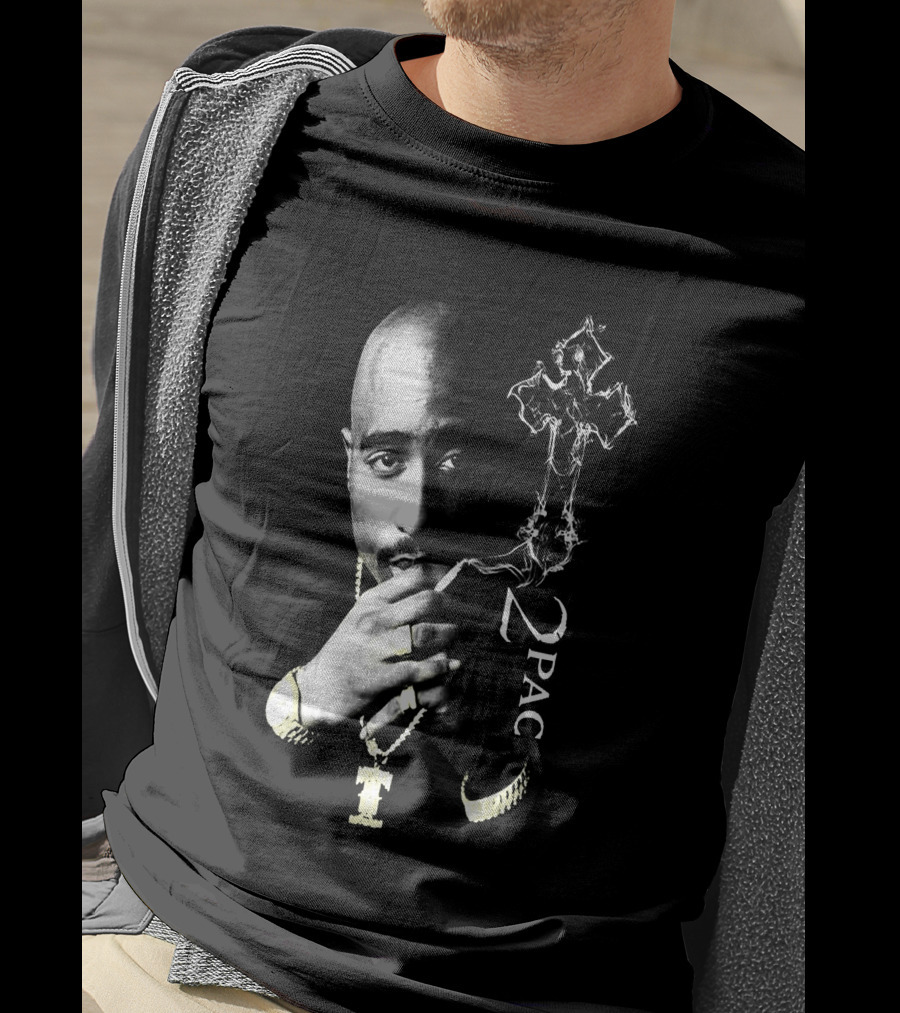 2Pac Portrait Tpsk 18 With Cross T-Shirt
