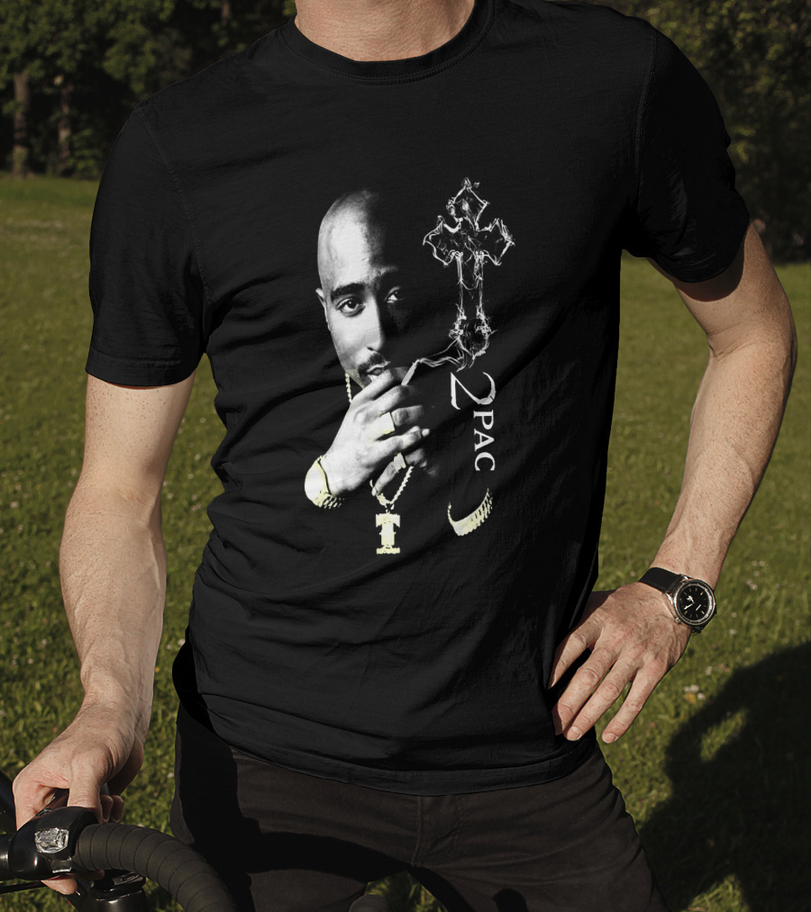 2Pac Portrait Tpsk 18 With Cross T-Shirt
