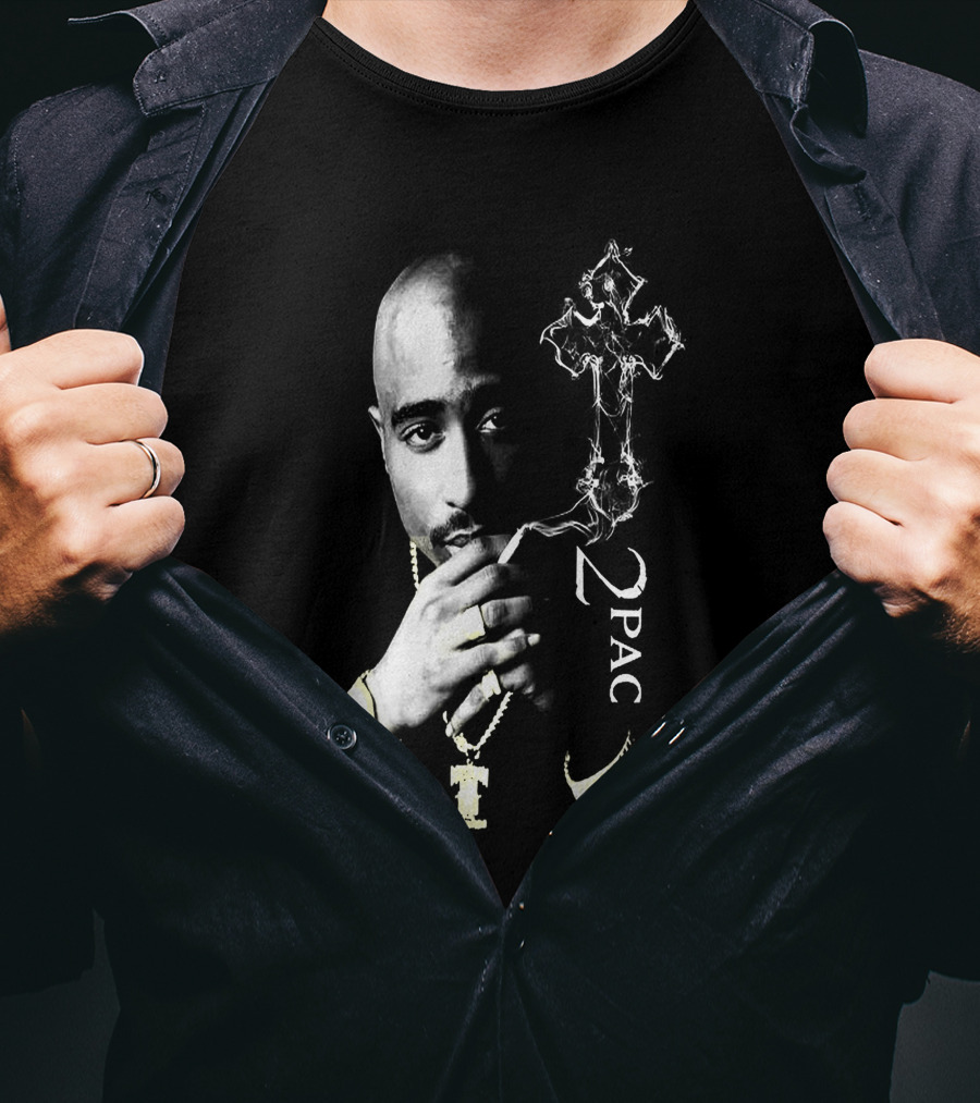 2Pac Portrait Tpsk 18 With Cross T-Shirt