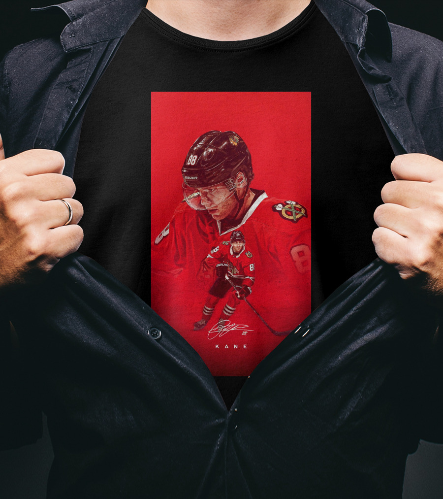 Chicago Blackhawks Patrick Kane 88 Jersey Red Signature T-Shirt
