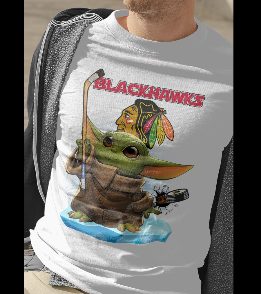 Baby Yoda Blackhawks Hockey T-Shirt