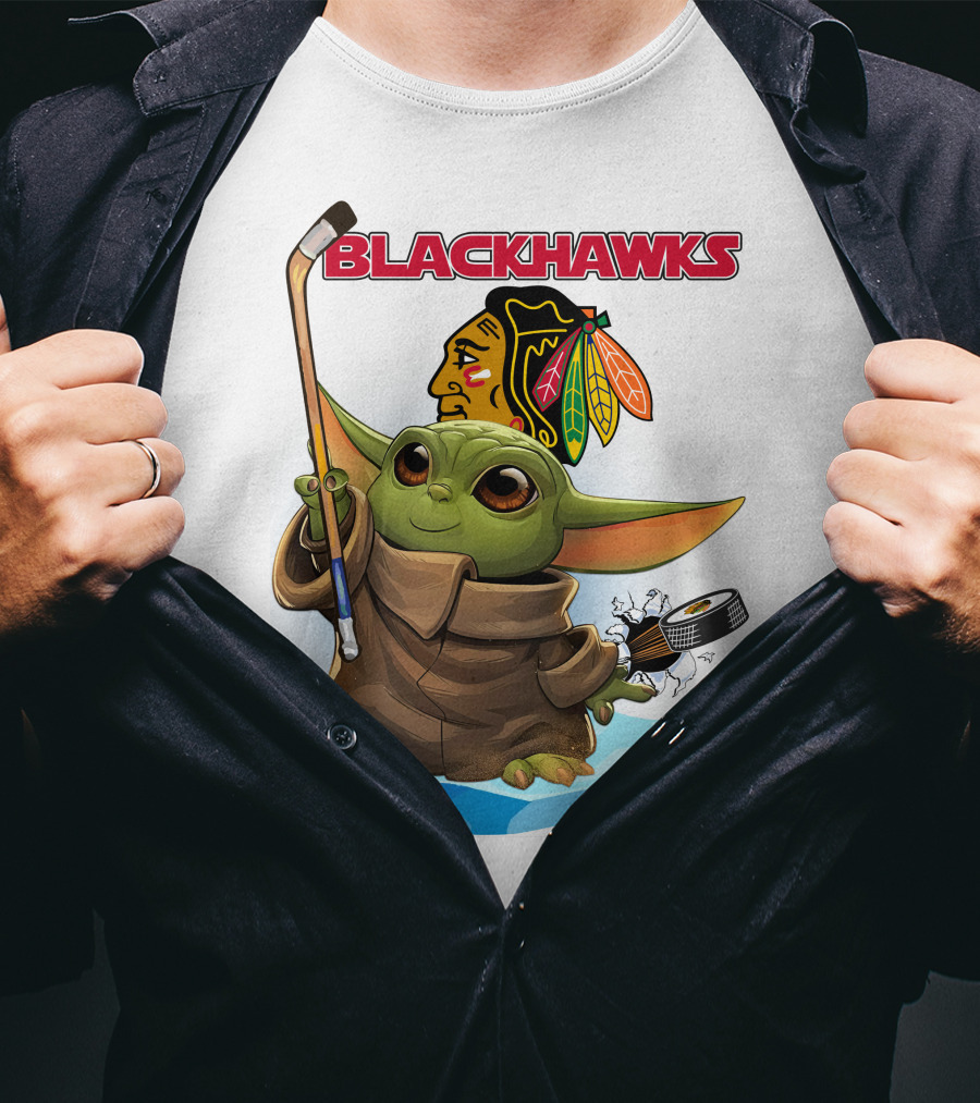 Baby Yoda Blackhawks Hockey T-Shirt