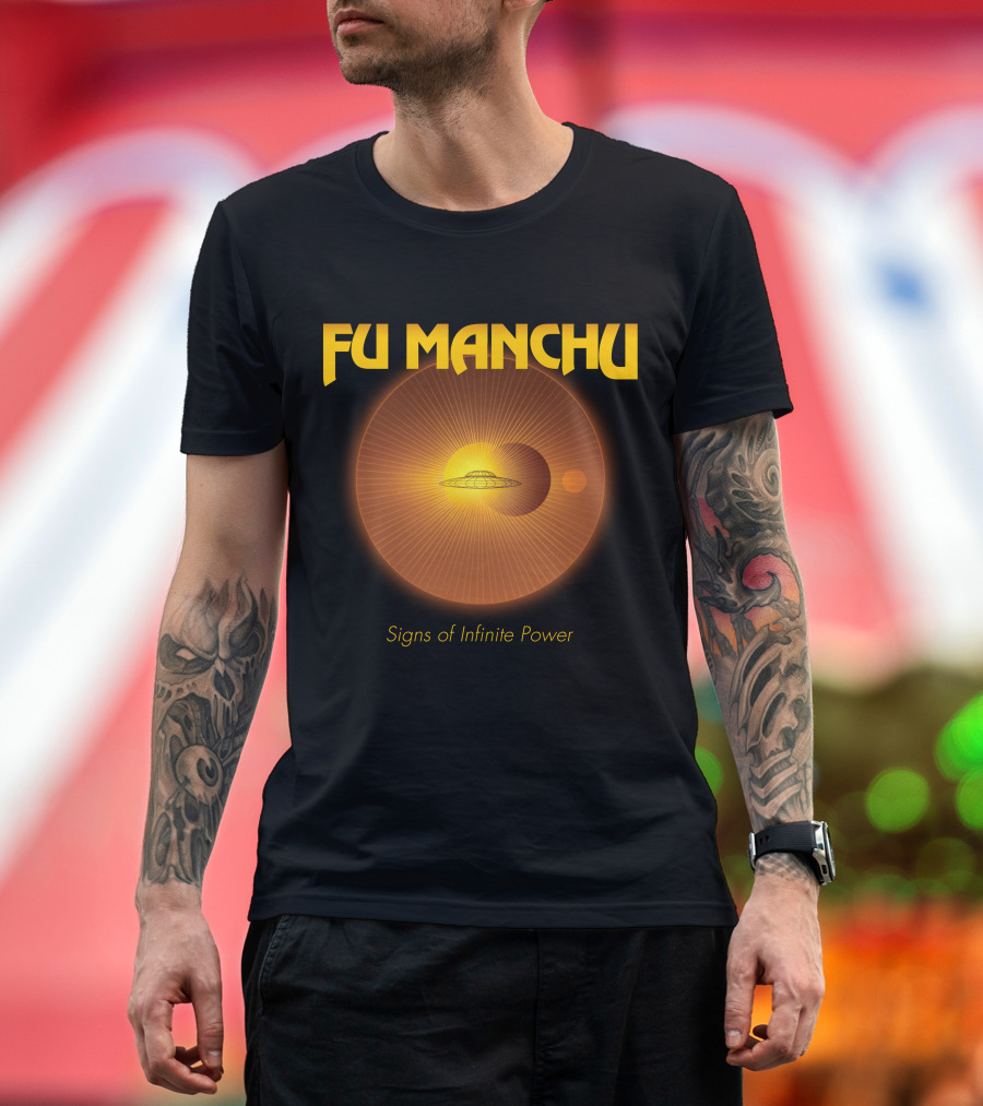 Fu Manchu Signs Of Infinite Power Ufo Solar Eclipse Rings T-Shirt