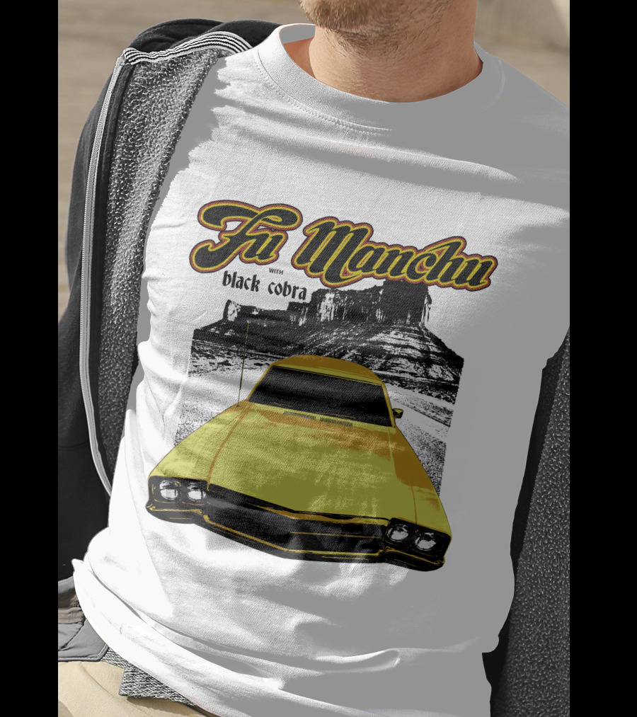Fu Manchu With Black Cobra Desert Car Scene T-Shirt
