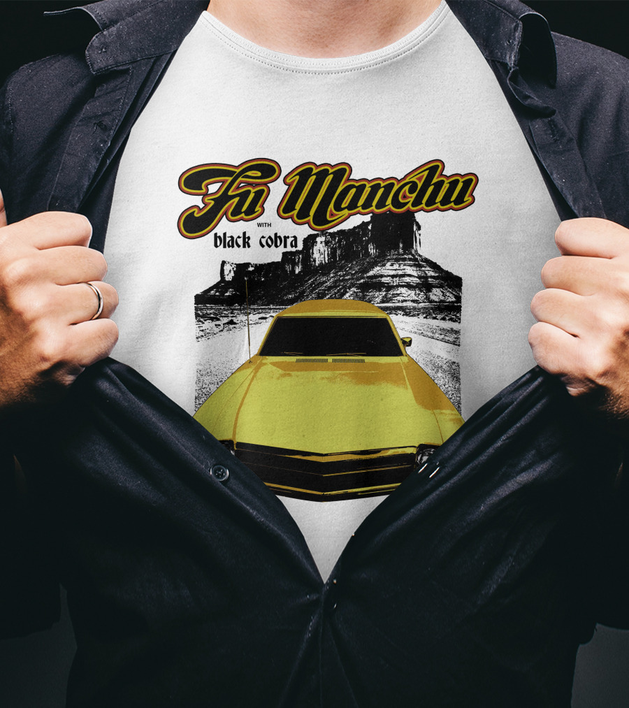 Fu Manchu With Black Cobra Desert Car Scene T-Shirt