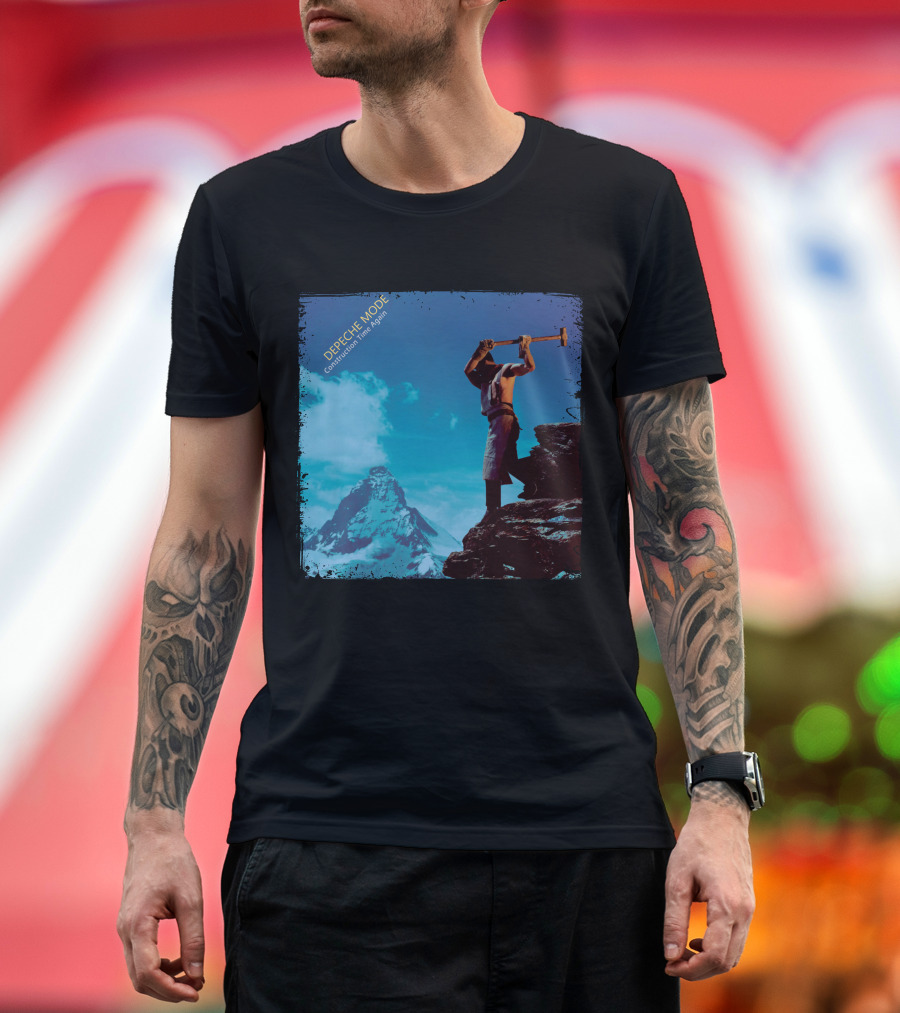DEPECHE MODE Construction Time Again Worker on Mountain Rugged Skyline T-Shirt