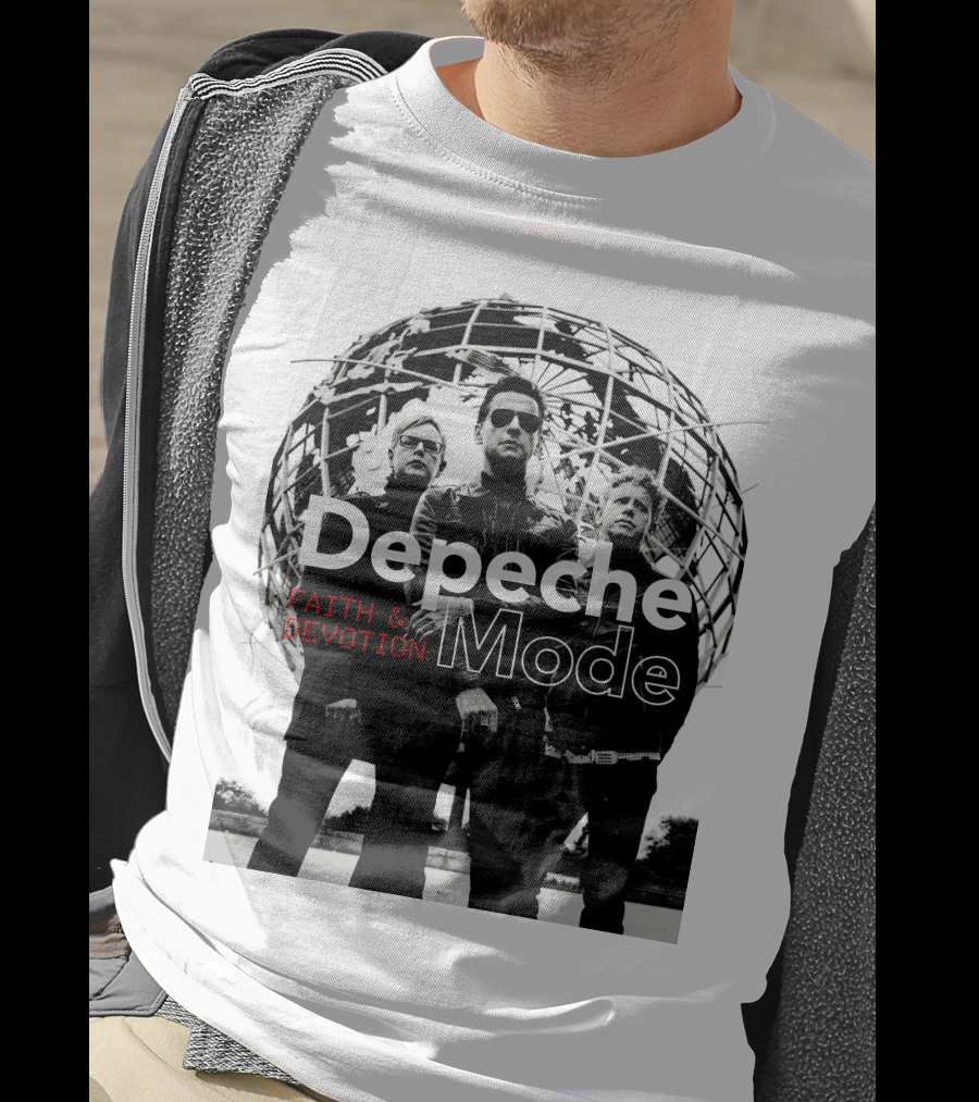Depeche Mode Faith And Devotion Iconic Band Members In Front Of Unisphere T-Shirt