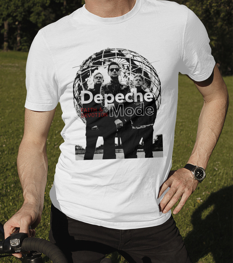 Depeche Mode Faith And Devotion Iconic Band Members In Front Of Unisphere T-Shirt