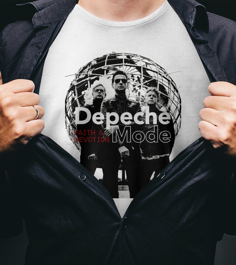 Depeche Mode Faith And Devotion Iconic Band Members In Front Of Unisphere T-Shirt