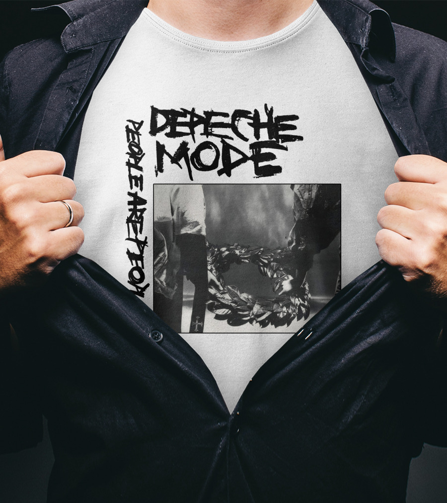 Depeche Mode People Are People Wreath Monochrome T-Shirt