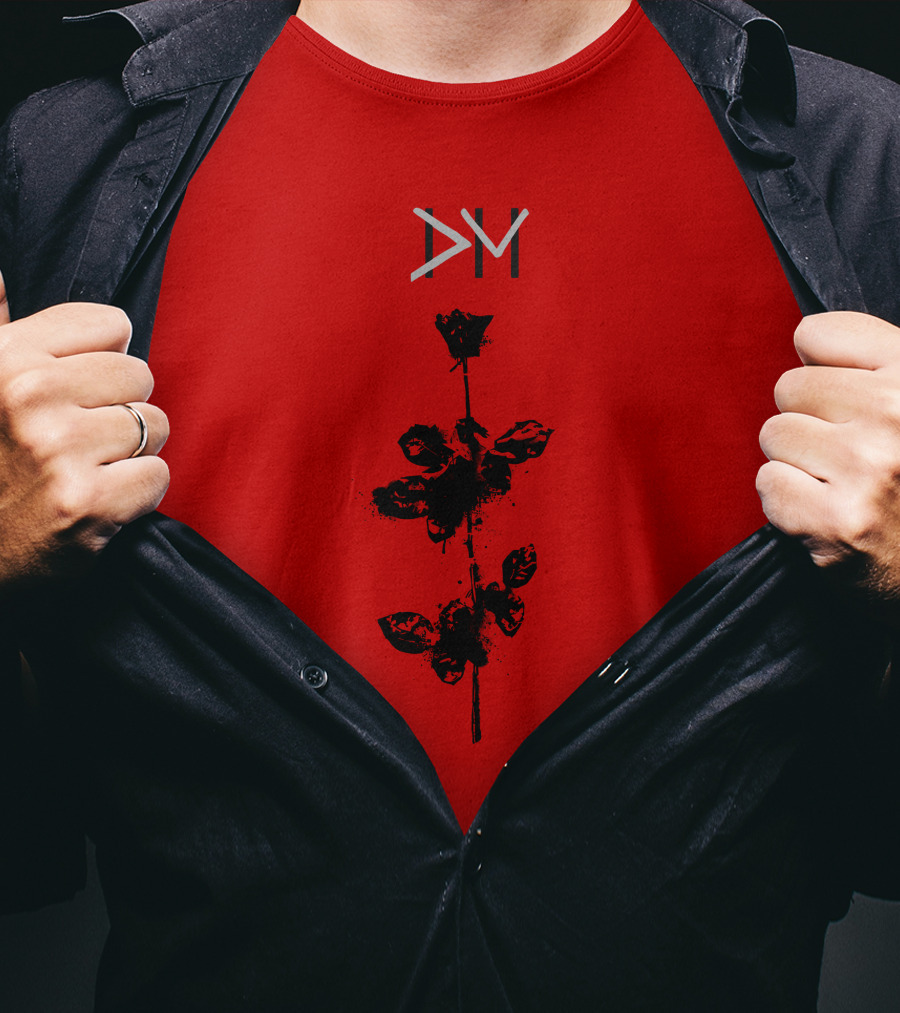 Dpm 46 Black Rose Graphic On Red T-Shirt