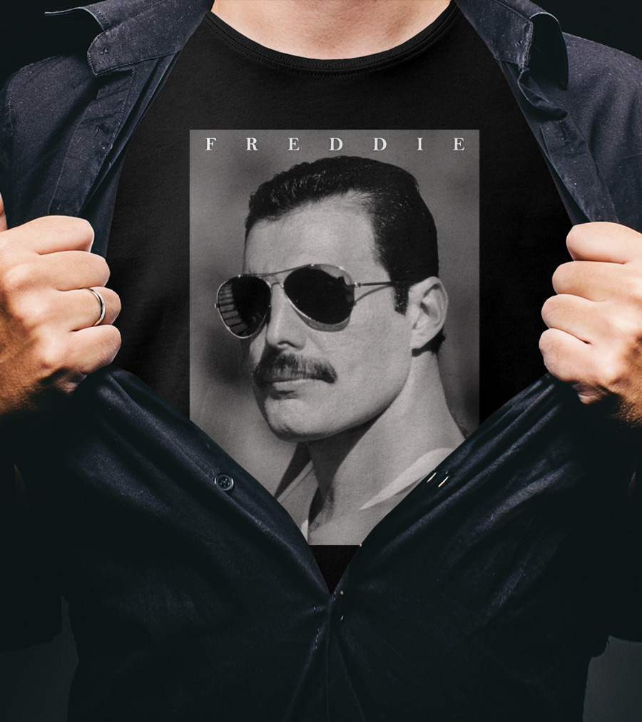 Freddie Mercury Sunglasses Portrait Iconic Style T-Shirt