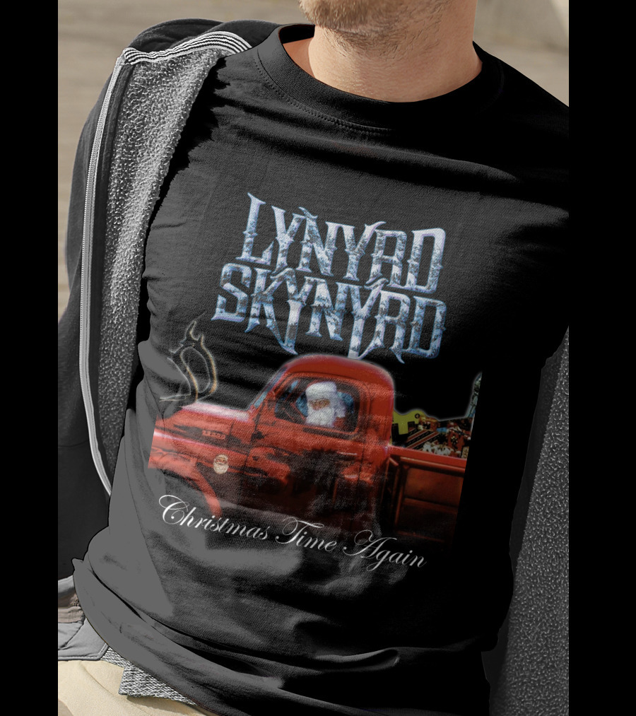 Lynyrd Skynyrd Christmas Time Again Santa In Red Truck T-Shirt