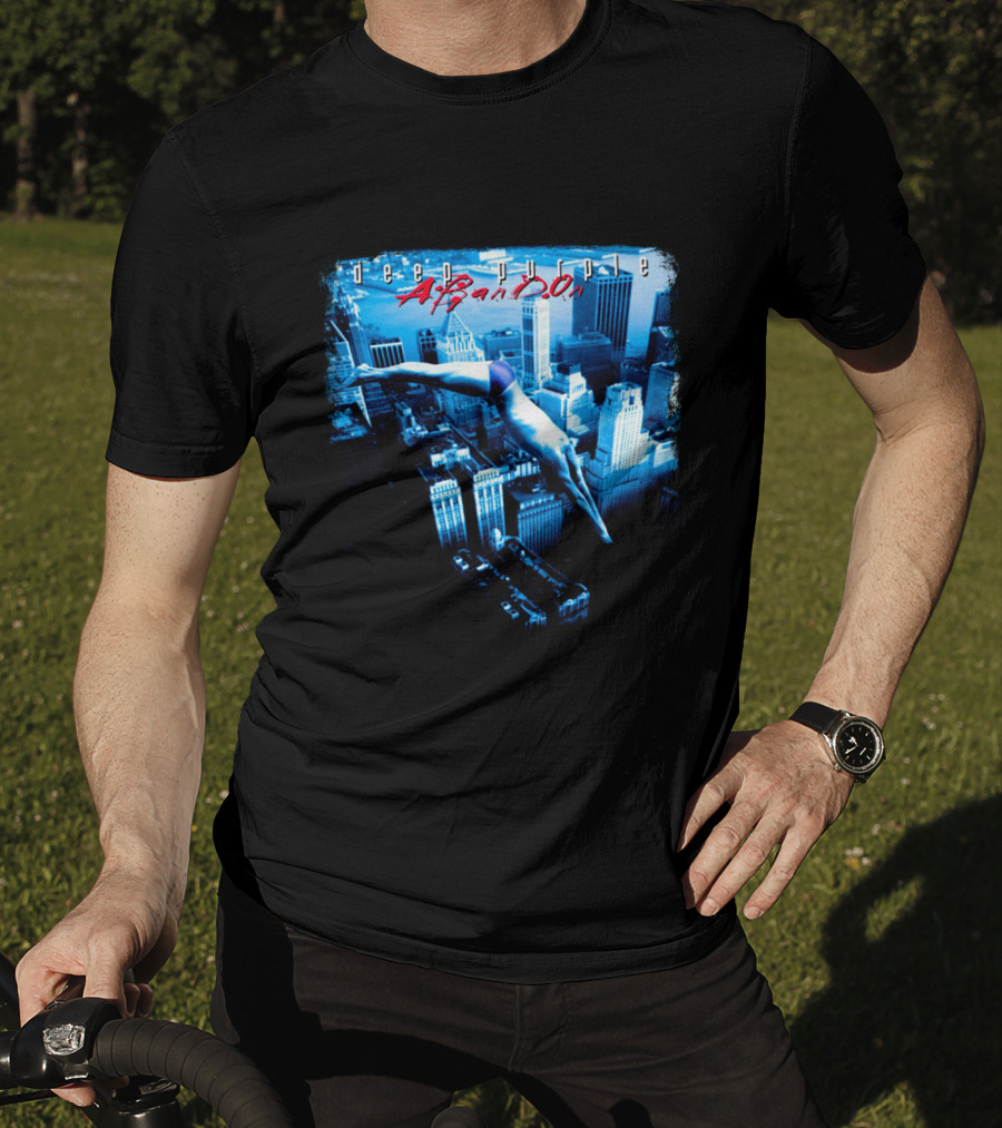 Deep Purple Abandon Diver Over Cityscape T-Shirt