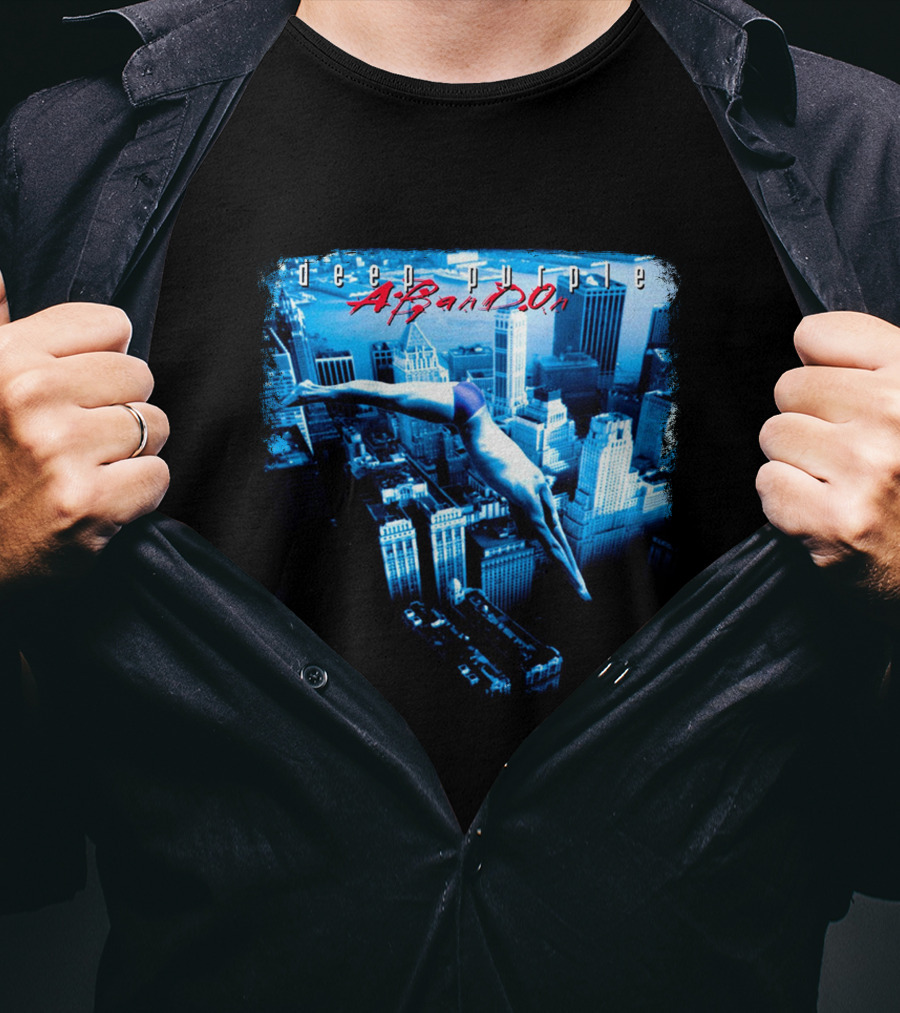 Deep Purple Abandon Diver Over Cityscape T-Shirt