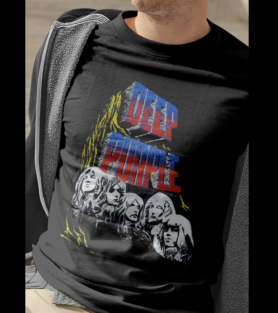 Deep Purple Iconic Band Illustration Album Cover Style T-Shirt