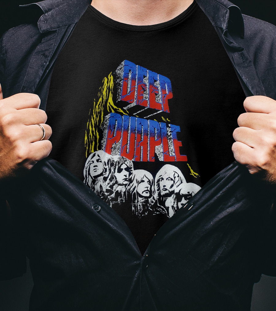 Deep Purple Iconic Band Illustration Album Cover Style T-Shirt