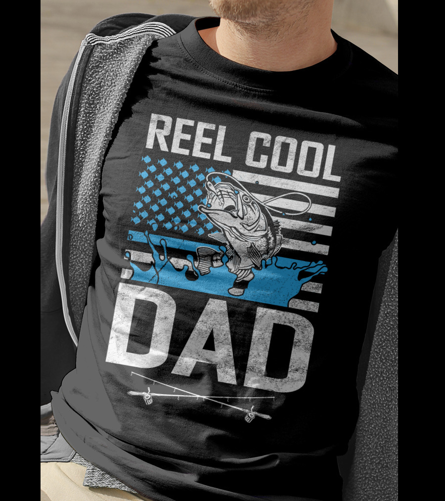 Reel Cool Dad American Flag Fish T-Shirt