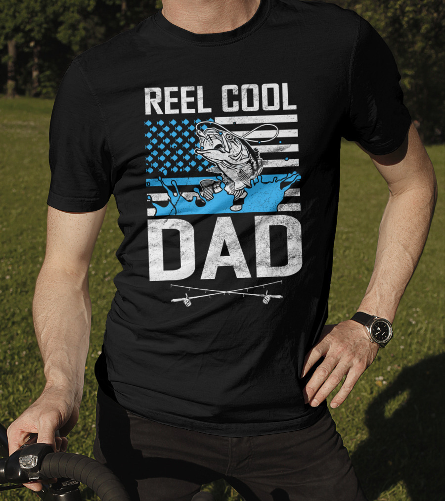 Reel Cool Dad American Flag Fish T-Shirt