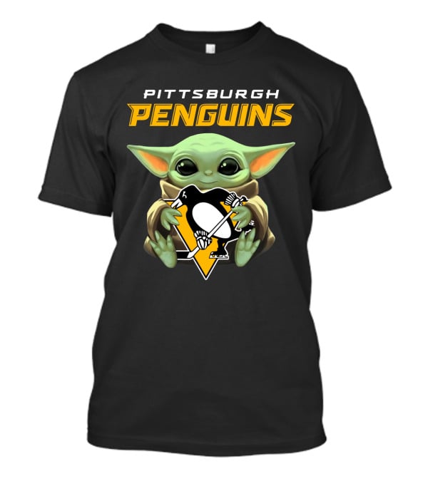 Pittsburgh Penguins Baby Yoda Holding Hockey T-Shirt