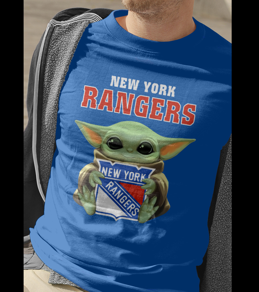 New York Rangers Baby Yoda Holding Team T-Shirt