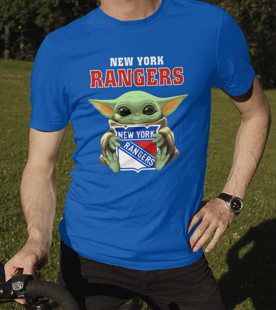 New York Rangers Baby Yoda Holding Team T-Shirt