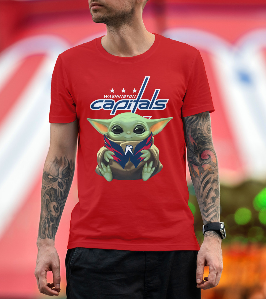 Washington Capitals Baby Yoda NHL Hockey Mandalorian Crossover T-Shirt