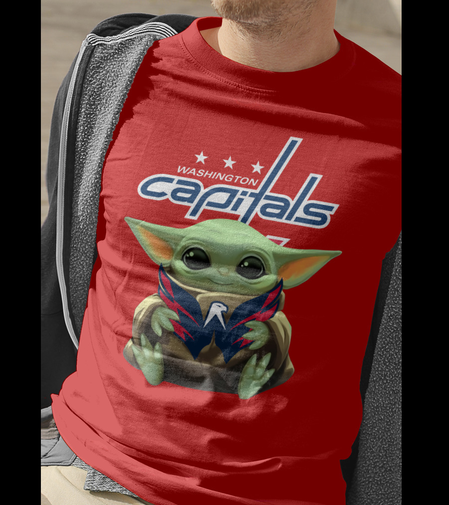 Washington Capitals Baby Yoda NHL Hockey Mandalorian Crossover T-Shirt
