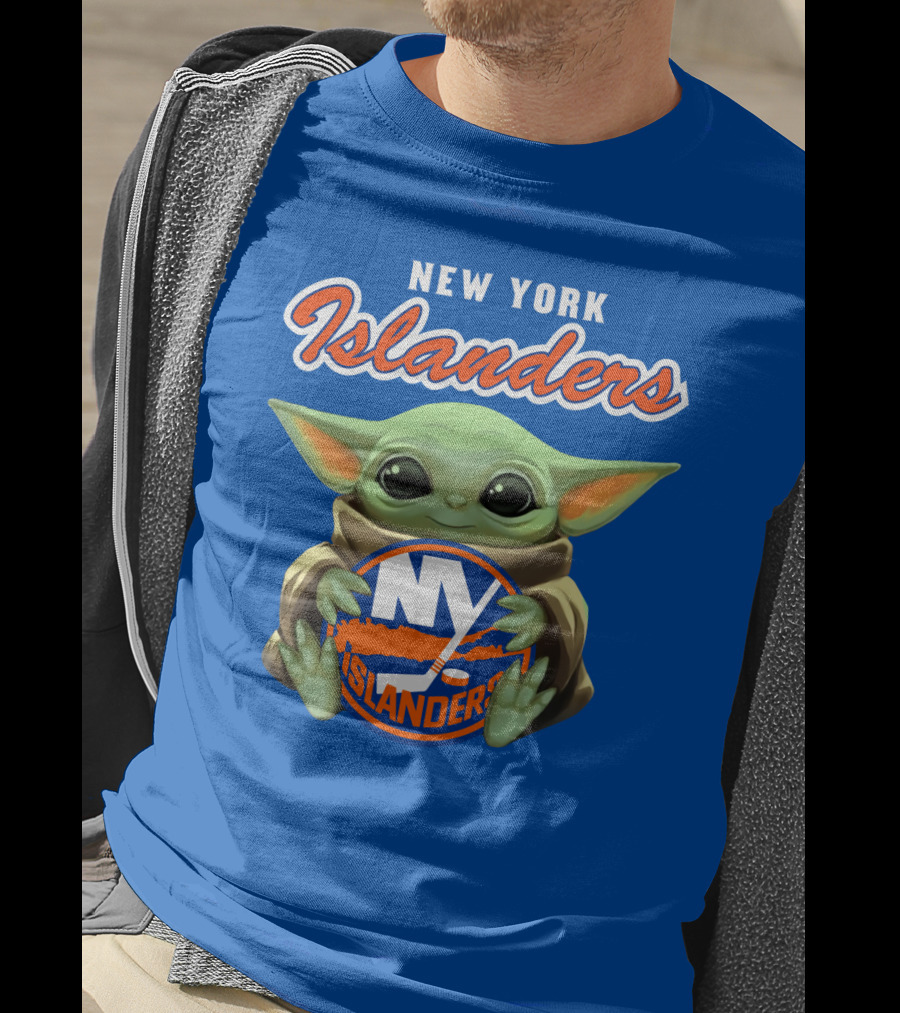 New York Islanders Baby Yoda Holding NY Islanders T-Shirt