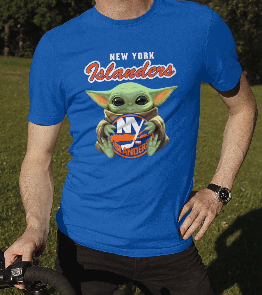 New York Islanders Baby Yoda Holding NY Islanders T-Shirt
