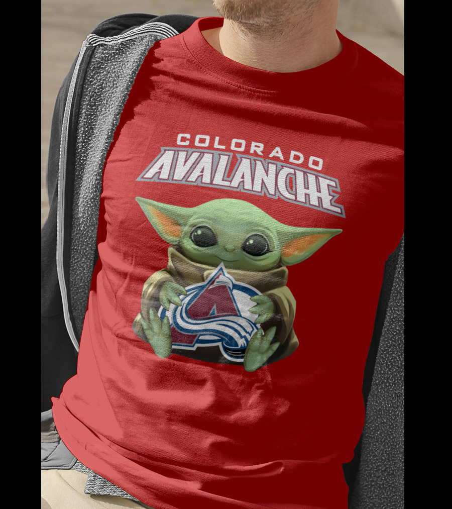 Colorado Avalanche Baby Yoda Holding T-Shirt