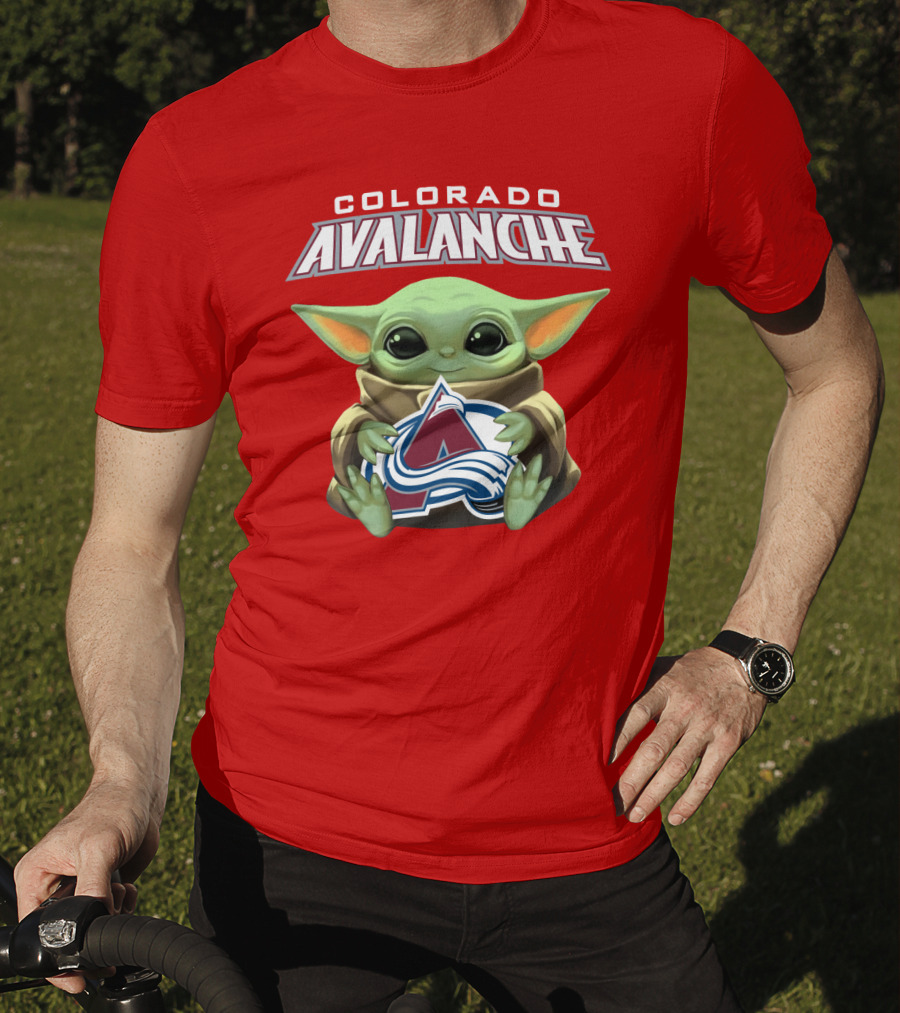 Colorado Avalanche Baby Yoda Holding T-Shirt