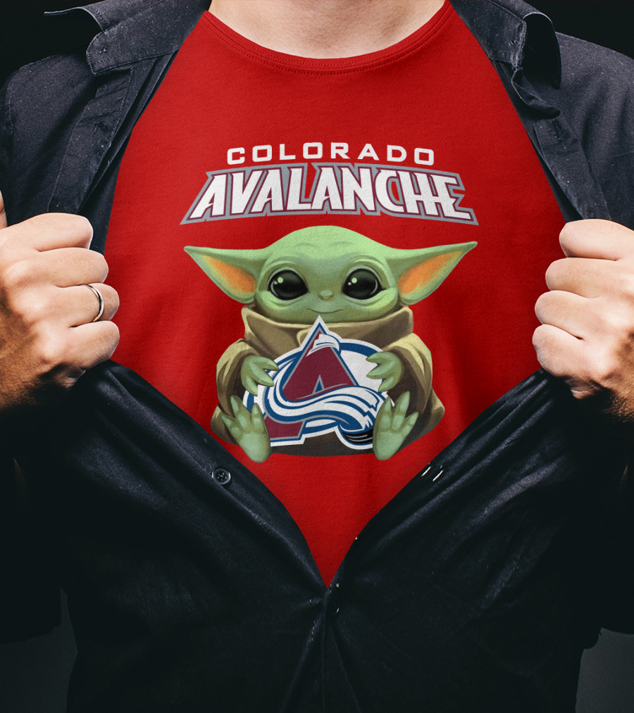 Colorado Avalanche Baby Yoda Holding T-Shirt