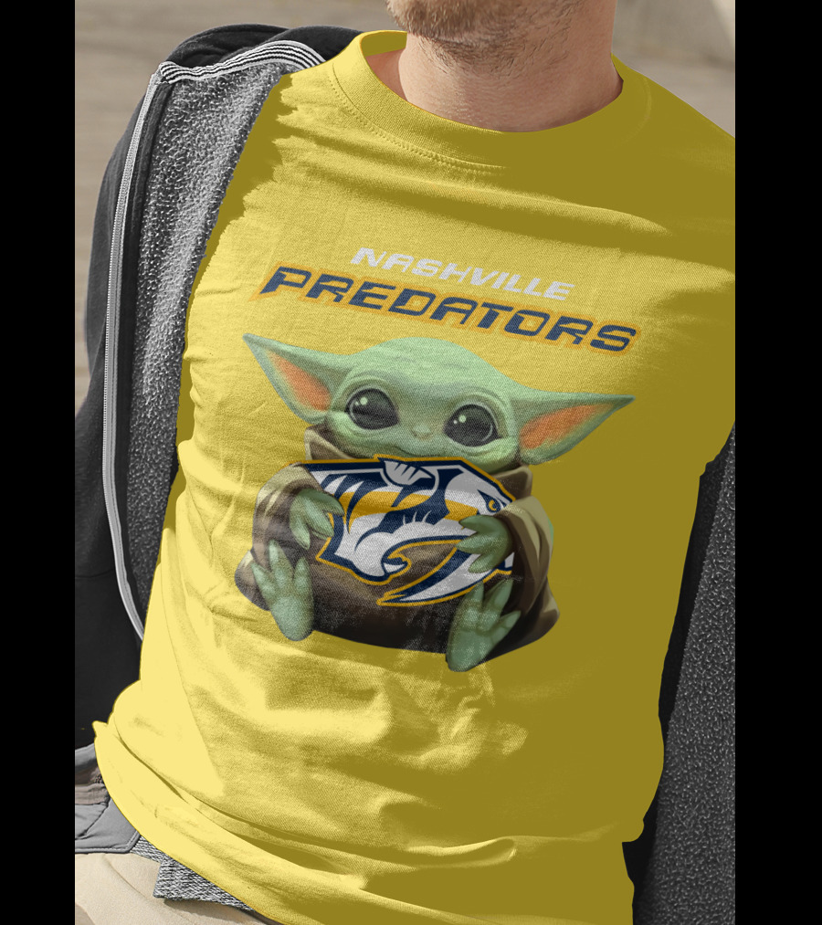 Nashville Predators Baby Yoda Hugging T-Shirt