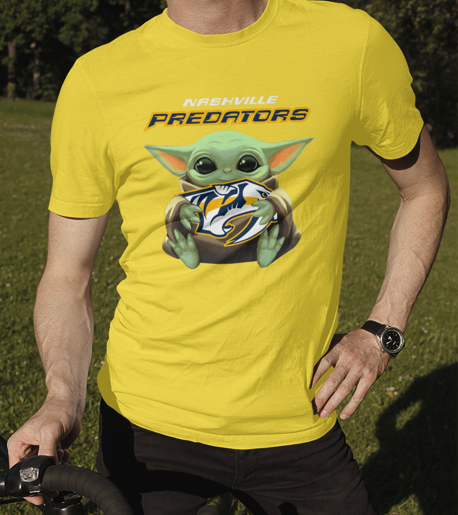 Nashville Predators Baby Yoda Hugging T-Shirt