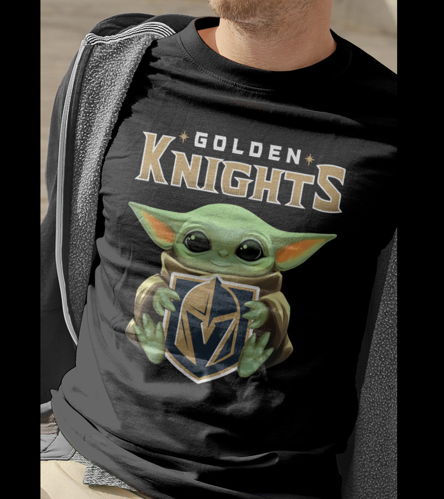 Golden Knights Baby Yoda Holding Team T-Shirt