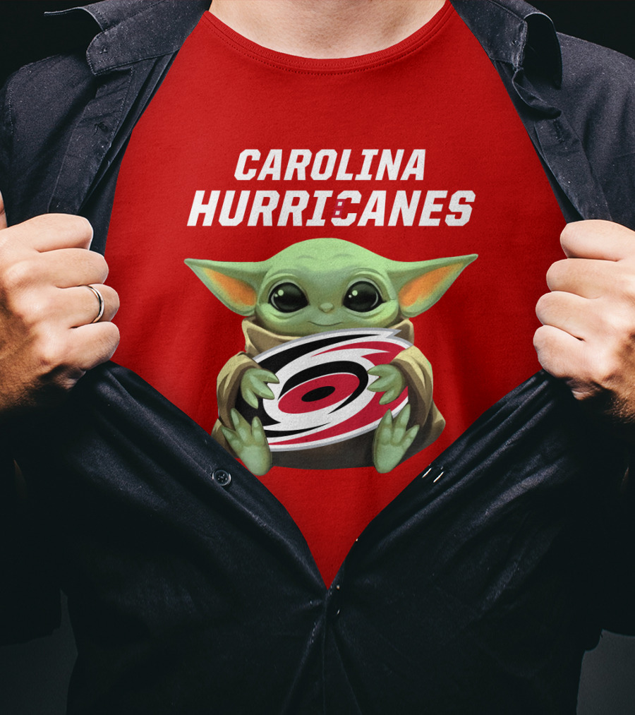 Carolina Hurricanes Baby Yoda Holding T-Shirt