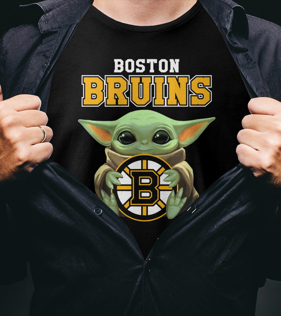 Boston Bruins Baby Yoda Holding T-Shirt