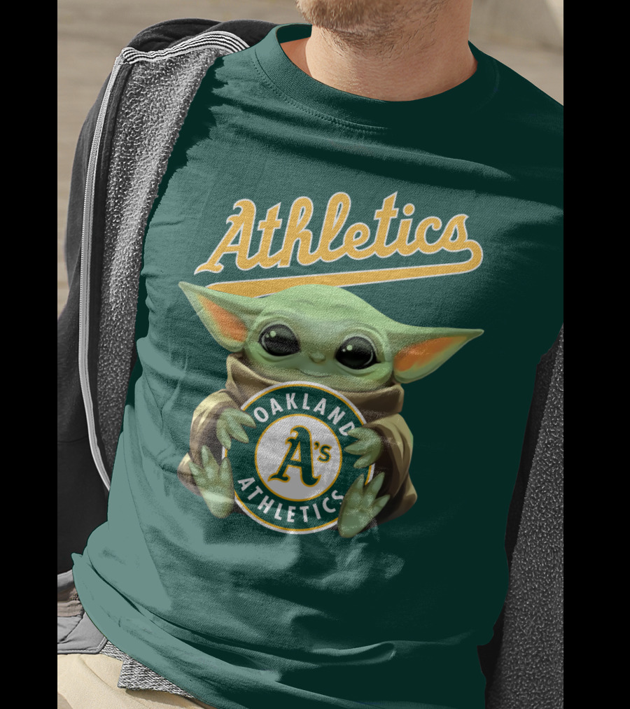 Oakland Athletics Baby Yoda Holding T-Shirt