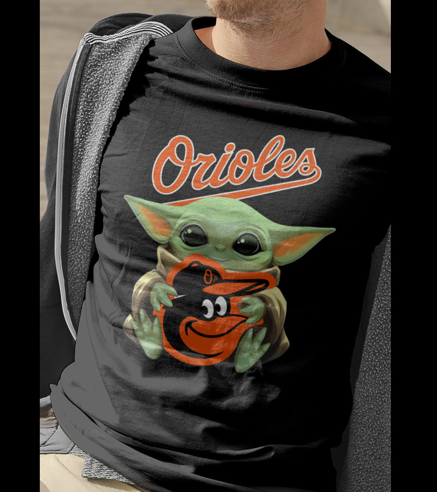 Orioles Baby Yoda Holding Baltimore Orioles T-Shirt