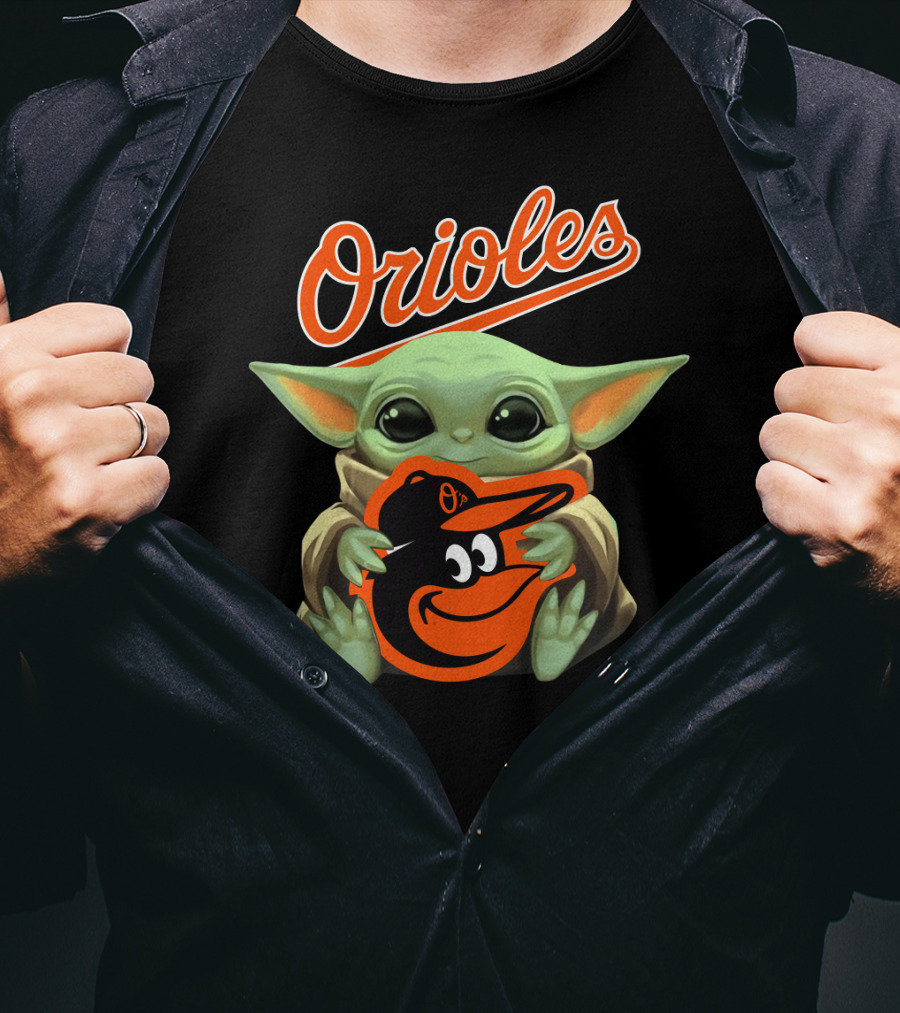 Orioles Baby Yoda Holding Baltimore Orioles T-Shirt