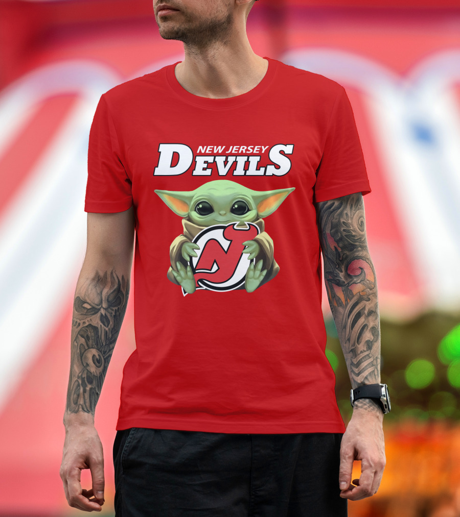 New Jersey Devils Baby Yoda Hockey Fan T-Shirt