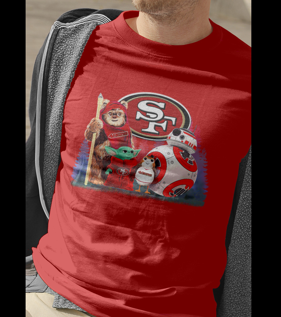 Star Wars SF 49ers Ewok Yoda BB-8 Porg Team Fan Gear T-Shirt