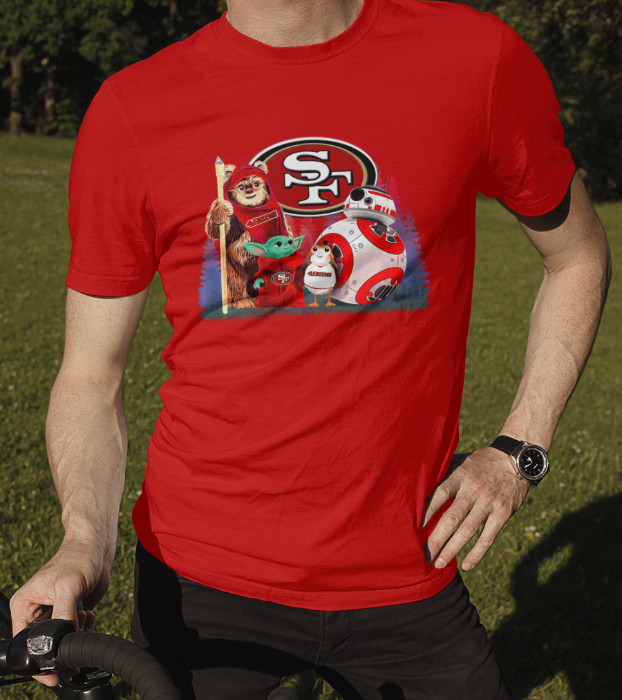 Star Wars SF 49ers Ewok Yoda BB-8 Porg Team Fan Gear T-Shirt
