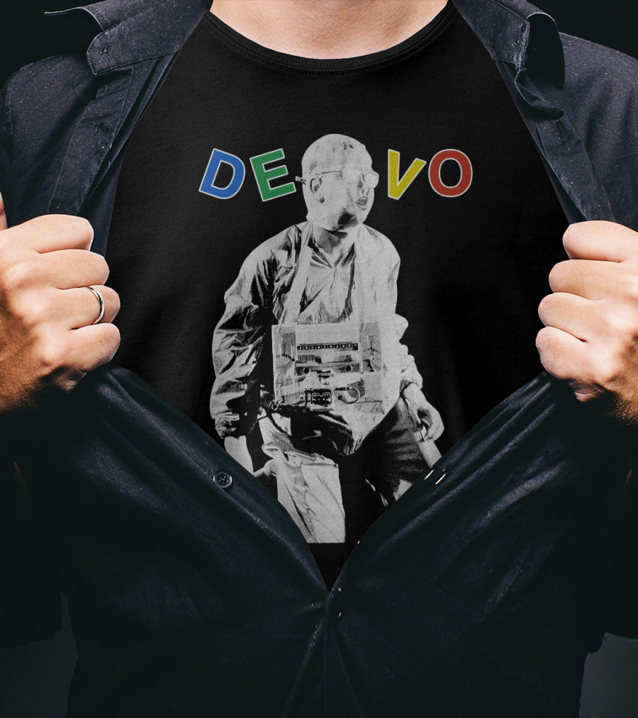 DEVO Music Band Member In Futuristic T-Shirt