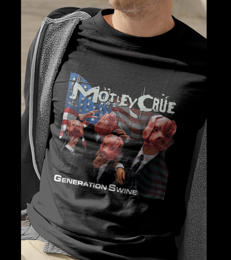 Motley Crue Generation Swine American Flag Pig Masks T-Shirt