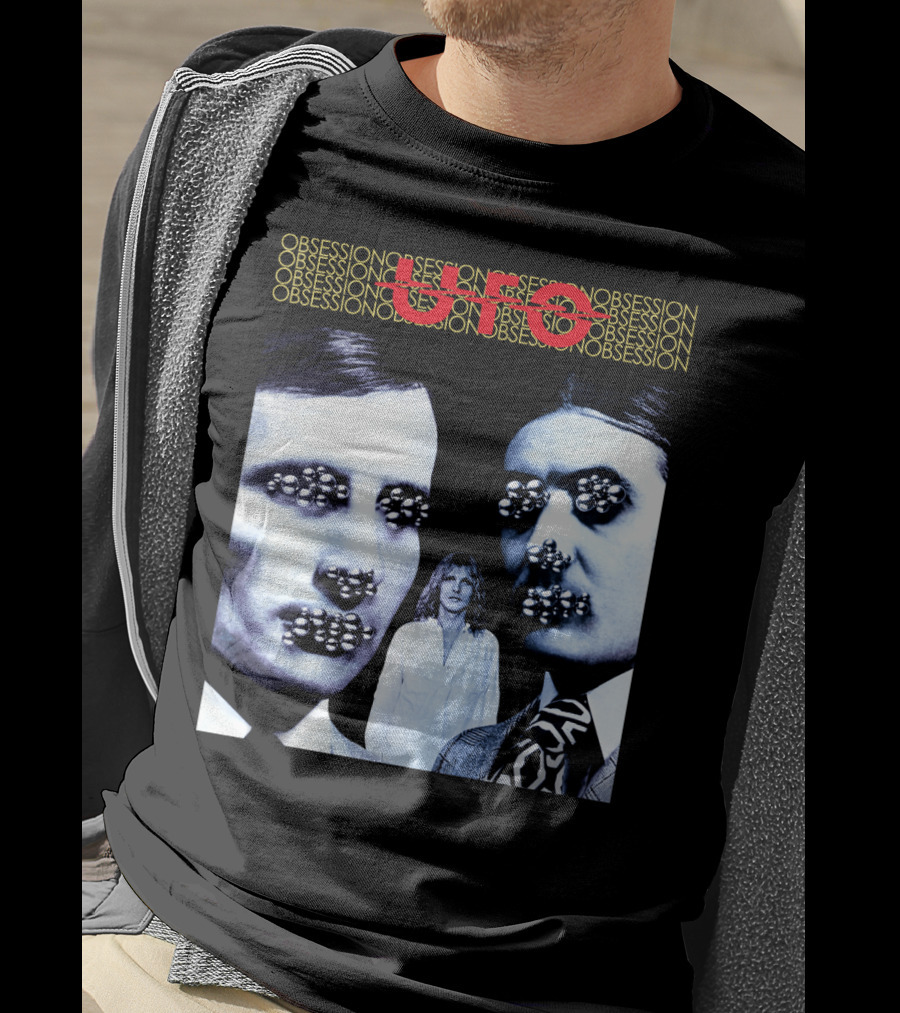 UFO Obsession Faces With Metallic Beads T-Shirt