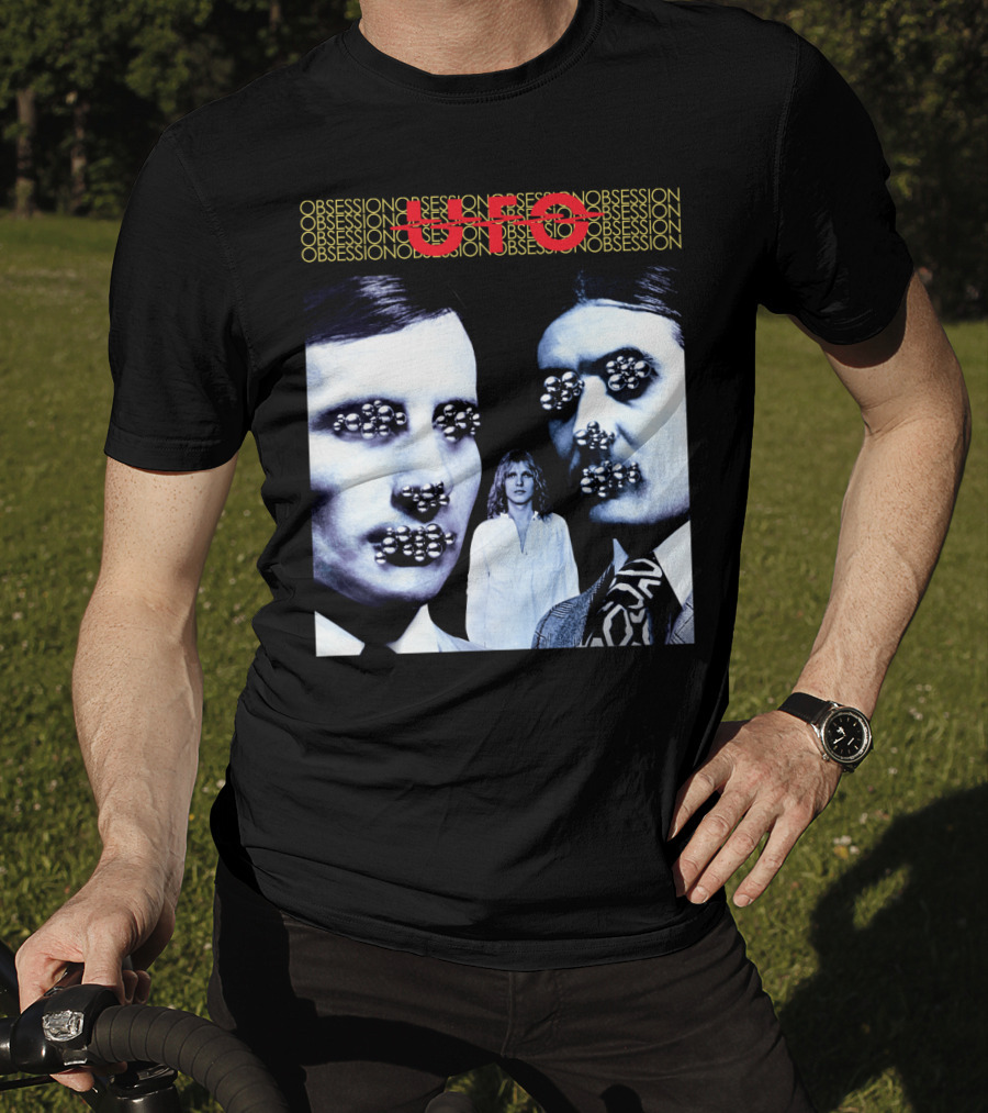UFO Obsession Faces With Metallic Beads T-Shirt