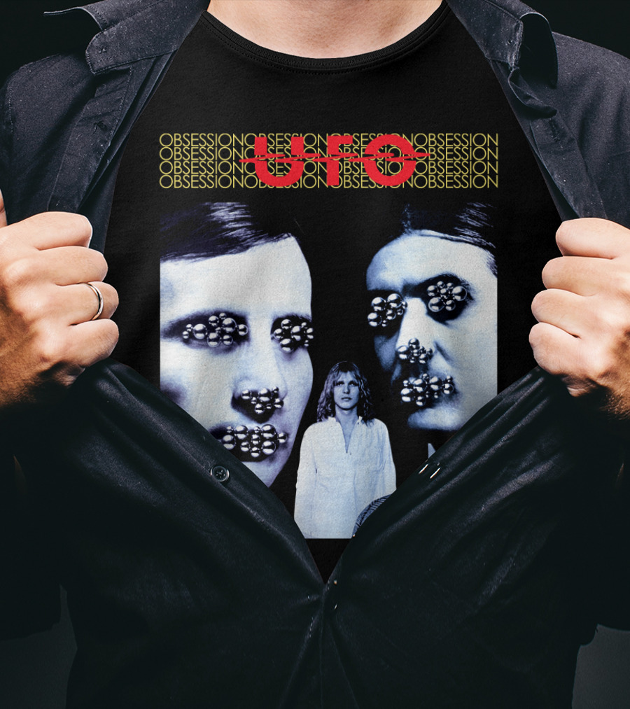 UFO Obsession Faces With Metallic Beads T-Shirt