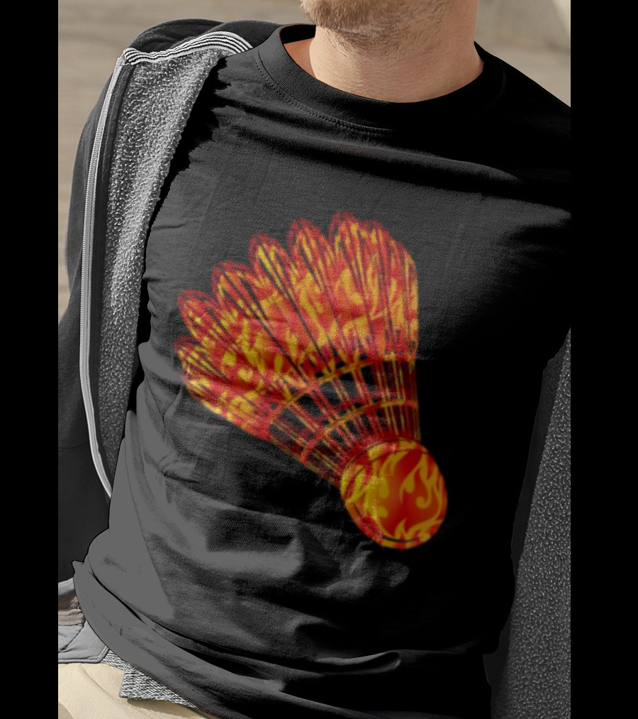 Badminton Shuttlecock In Fire Flames T-Shirt